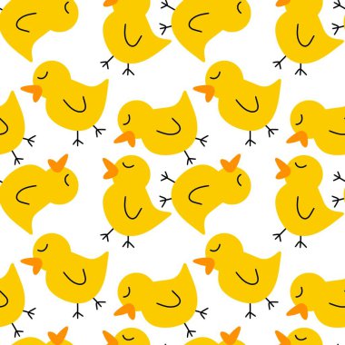 Kumaşlar, tekstil ve ambalajlar, hediyeler, kartlar ve çocuklar için sevimli sarı tavuksuz desen.