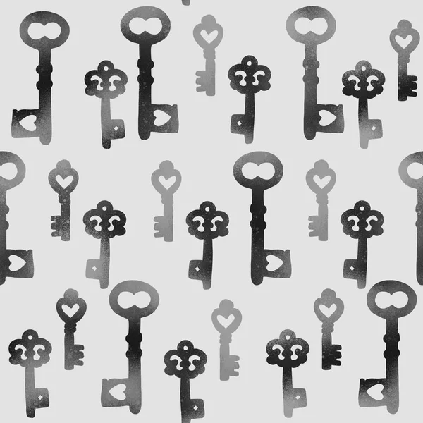 Seamless pattern with keys for fabrics and textiles and packaging and gifts and cards and linens and kids — Stock Photo, Image