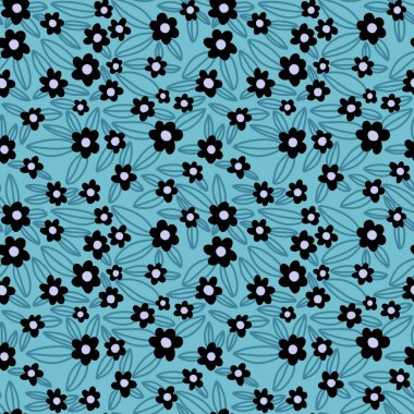 Kumaşlar, kartlar, çarşaflar, çocuklar ve ambalaj kağıtları için çiçeklerle basit, pürüzsüz desen.