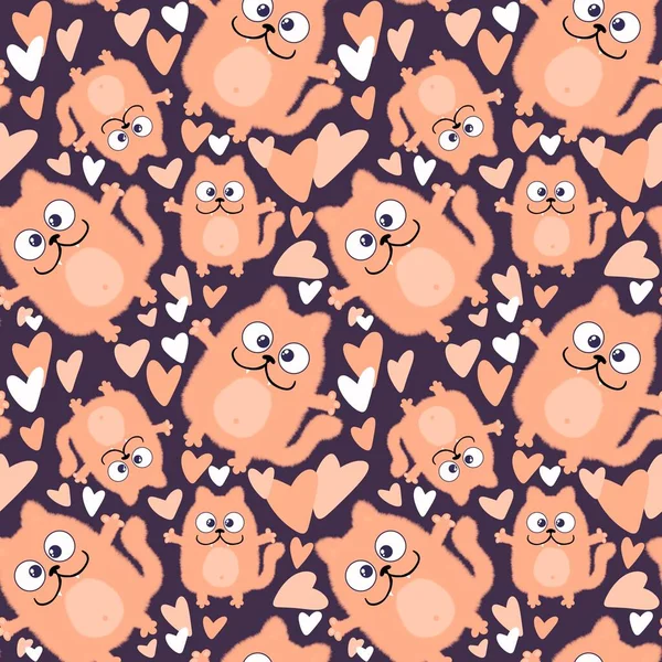 Kids seamless pattern with cute cartoon cat for fabrics and textiles and linens and gifts and cards — Stock Photo, Image