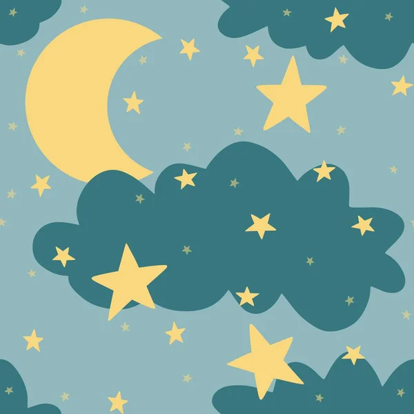 Дитячий безшовний візерунок для місяця та зірок для тканин, текстилю, постільної білизни та подарунків та карт — стокове фото