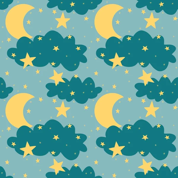 Kinder nahtlose Muster für Mond und Sterne für Stoffe und Textilien und Bettwäsche sowie Geschenke und Karten — Stockfoto