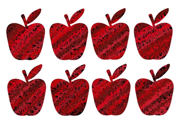 Kumaşlar, tekstil, çıkartmalar, posterler, kartlar, dergiler ve çocuklar için renkli elmalarla dolu.