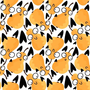 Kumaşlar, tekstil, ambalajlar, hediyeler, kartlar, çarşaflar ve çocuklar için meyvesiz armut deseni. 