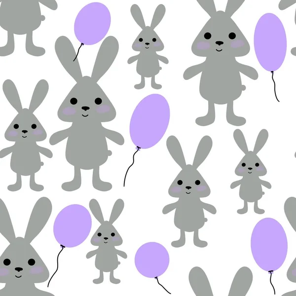 Bunnies seamless rabbits pattern for fabrics and textiles and packaging and gifts and cards and linens and kids — Stockfoto