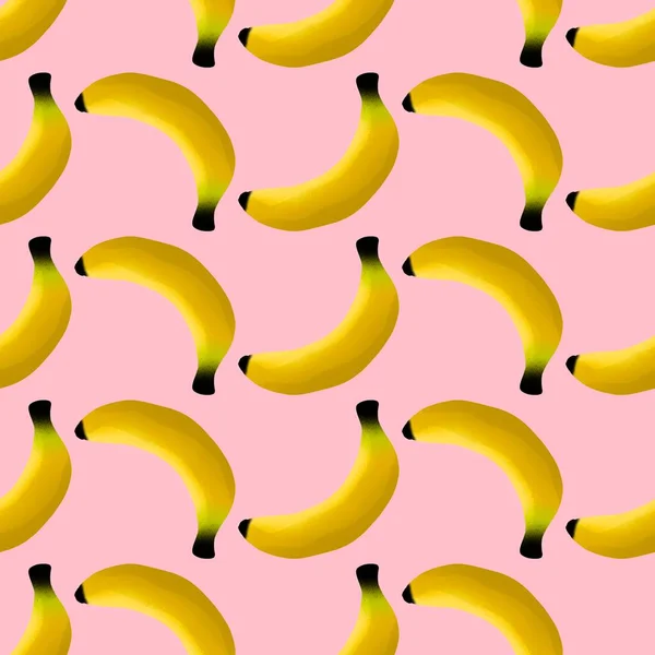 Wzór bananów bezowocowych do tkanin i tekstyliów, opakowań, prezentów, kart, pościeli i papieru do pakowania — Zdjęcie stockowe