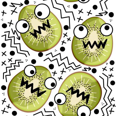 Kumaşlar, tekstil ve ambalajlar, hediyeler, çarşaflar ve çocuklar ve ambalaj kağıtları için meyvesiz kivi deseni