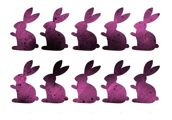 Set de Pâques coloré avec lapins pour emballages et cartes et affiches et cartes postales et magazines et autocollants — Photo