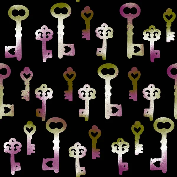 Seamless pattern with keys for fabrics and textiles and packaging and gifts and cards and linens and kids — Stock Photo, Image