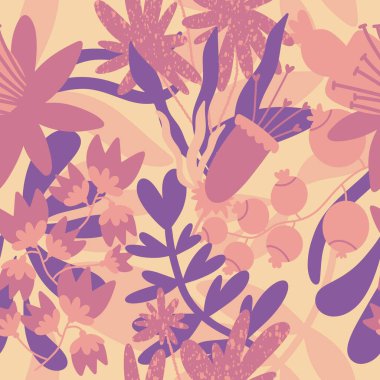 Kumaşlar, kartlar, çarşaflar, çocuklar ve ambalaj kağıtları için çiçeklerle basit, pürüzsüz desen.