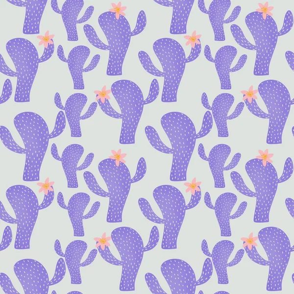 Kaktus bezszwowy wzór kwiatowy dla tkanin i tekstyliów, opakowań, prezentów, kart, pościeli i dzieci — Zdjęcie stockowe