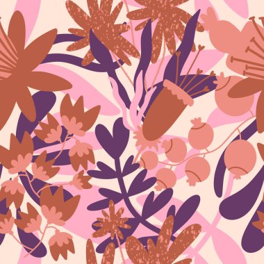 Kumaşlar, kartlar, çarşaflar, çocuklar ve ambalaj kağıtları için çiçeklerle basit, pürüzsüz desen.