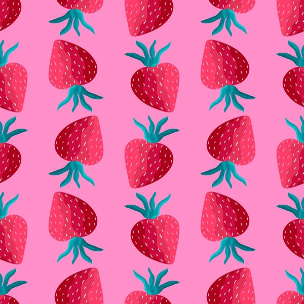 Patrón de fresa sin costura de fruta para telas y textiles y embalaje y regalos y tarjetas y ropa de cama —  Fotos de Stock