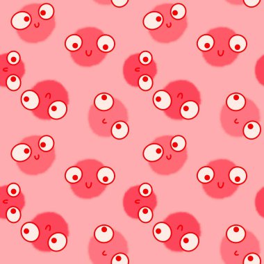 Çocukların pürüzsüz yuvarlak gözleri kumaşlar, tekstil ve çarşaflar ve ambalaj kağıtları için çizgi film desenleri.