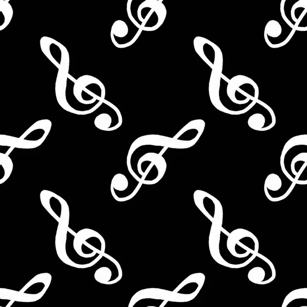 Muzieknaadloos treble clef patroon voor stoffen en textiel en verpakking en linnengoed en inpakpapier — Stockfoto