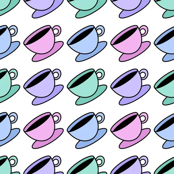Seamless cup of coffee tea pattern for fabrics and textiles and packaging and linens and kids and wrapping paper — Stockfoto