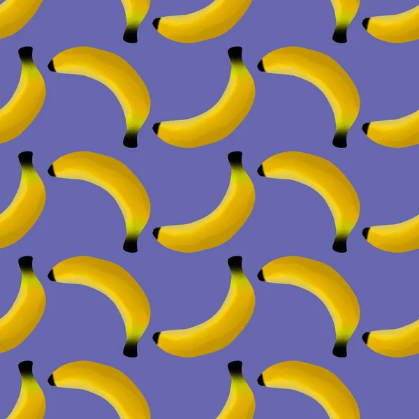 Wzór bananów bezowocowych do tkanin i tekstyliów, opakowań, prezentów, kart, pościeli i papieru do pakowania — Zdjęcie stockowe