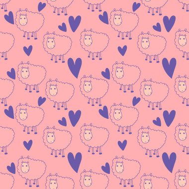 Çocuklar, duvar kağıtları, kumaşlar, tekstil ve ambalajlar, hediyeler, kartlar ve çarşaflar için kusursuz koyun desenleri.