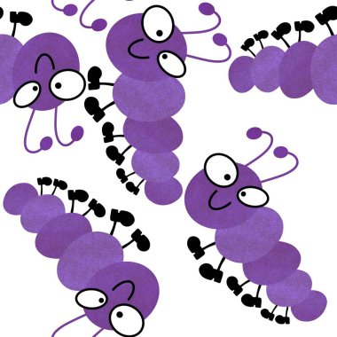 Çocuklar, kumaşlar, tekstil, ambalaj, çarşaf ve ambalaj kağıtları için kusursuz tırtıl desenleri.