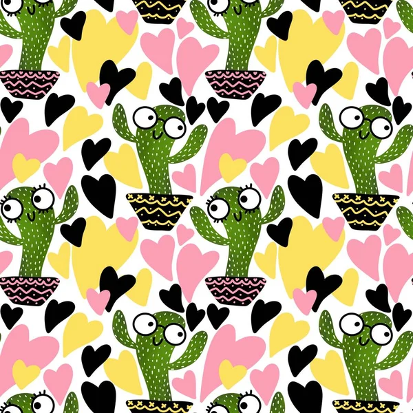 Cactus seamless floral pattern for fabrics and textiles and packaging and gifts and cards and linens and kids — Stockfoto