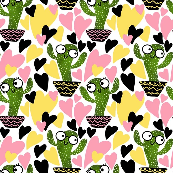 Cactus seamless floral pattern for fabrics and textiles and packaging and gifts and cards and linens and kids