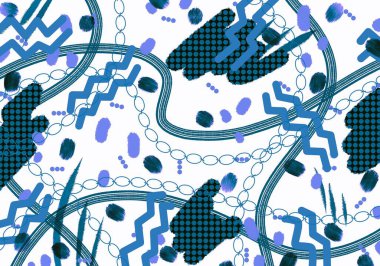 Paketler, posterler, kartpostallar, kartpostallar, dergiler ve çocuklar için soyut nesnelerle donatılmış arkaplan