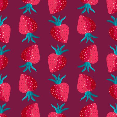 Kumaşlar, tekstil ve ambalajlar, hediyeler, kartlar ve çarşaflar için meyvesiz çilek deseni 