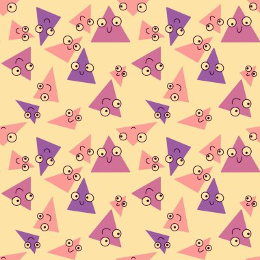 Çizgi filmlerde kumaşlar, ambalajlar, hediyeler, çarşaflar, çocuklar ve ambalaj kağıtları için göz desenleri olan kusursuz bir üçgen.