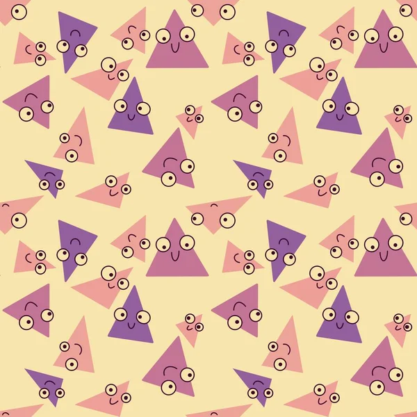 Cartoon seamless triangle with eyes pattern for fabrics and packaging and gifts and linens and kids and wrapping paper — Stock Photo, Image