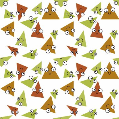 Çizgi filmlerde kumaşlar, ambalajlar, hediyeler, çarşaflar, çocuklar ve ambalaj kağıtları için göz desenleri olan kusursuz bir üçgen.