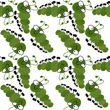 Çocuklar, kumaşlar, tekstil, ambalaj, çarşaf ve ambalaj kağıtları için kusursuz tırtıl desenleri.