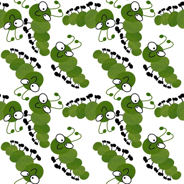 Kids seamless caterpillar cute pattern for fabrics and textiles and packaging and linens and wrapping paper — Φωτογραφία Αρχείου