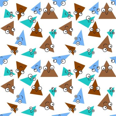 Çizgi filmlerde kumaşlar, ambalajlar, hediyeler, çarşaflar, çocuklar ve ambalaj kağıtları için göz desenleri olan kusursuz bir üçgen.