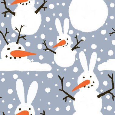 Kumaşlar, tekstil ve ambalajlar, hediyeler, kartlar, çarşaflar ve çocuklar için kusursuz kardan adam deseni. 