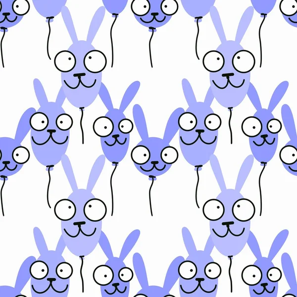 Бесшовные кролики воздушные шары узор для детей и подарки и открытки и постельное белье и ткани и текстиль и упаковки — стоковое фото