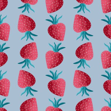 Kumaşlar, tekstil ve ambalajlar, hediyeler, kartlar ve çarşaflar için meyvesiz çilek deseni 