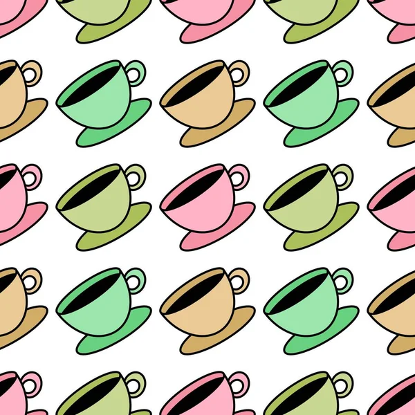 Seamless cup of coffee tea pattern for fabrics and textiles and packaging and linens and kids and wrapping paper — 图库照片