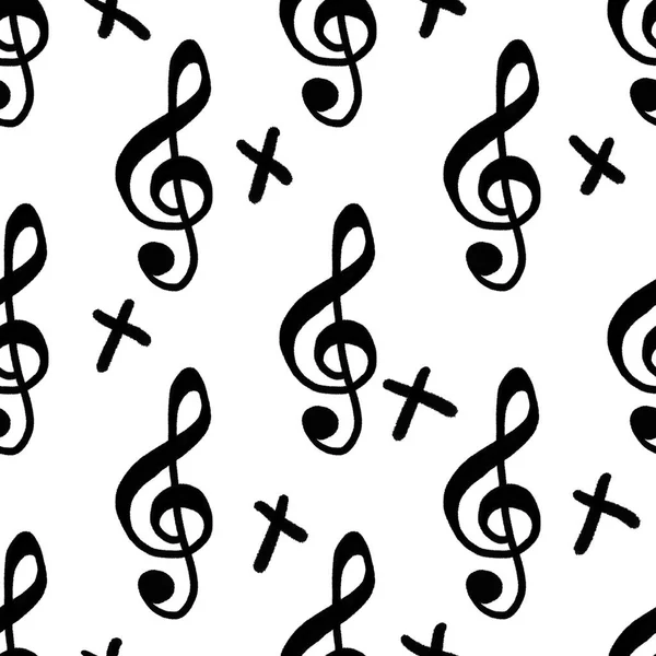 Music seamless treble clef pattern for fabrics and textiles and packaging and linens and wrapping paper — Stock Photo, Image