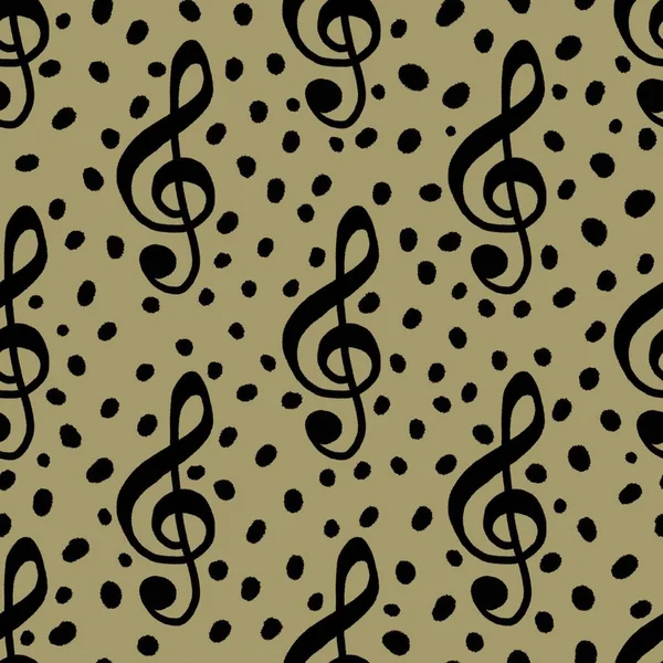 Muzieknaadloos treble clef patroon voor stoffen en textiel en verpakking en linnengoed en inpakpapier — Stockfoto