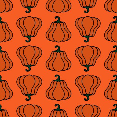 Cadılar Bayramı kumaşlar, tekstil ve ambalajlar, hediyeler, kartlar, çarşaflar ve çocuklar için kusursuz balkabağı deseni.