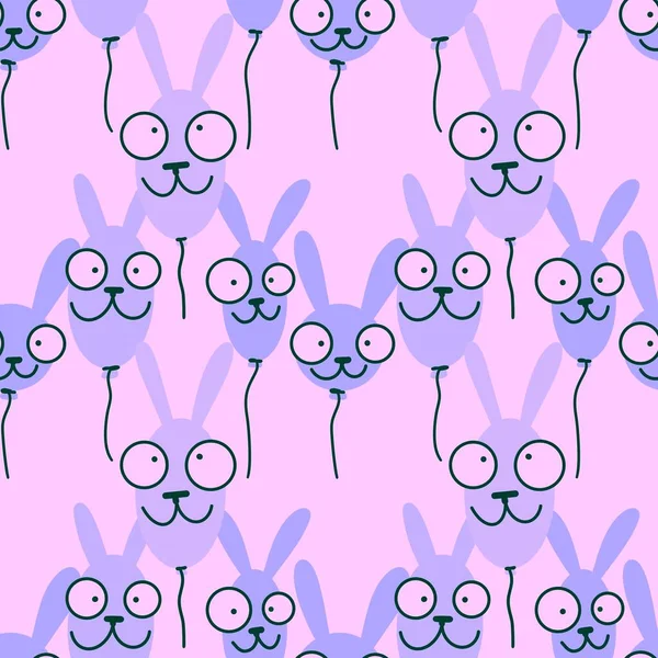 Seamless rabbits balloons pattern for kids and gifts and cards and linens and fabrics and textiles and packaging — Stock Photo, Image