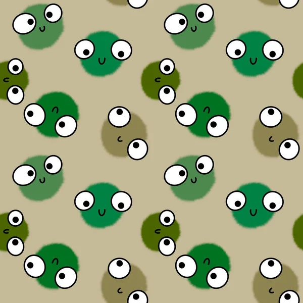 Çocukların pürüzsüz yuvarlak gözleri kumaşlar, tekstil ve çarşaflar ve ambalaj kağıtları için çizgi film desenleri.