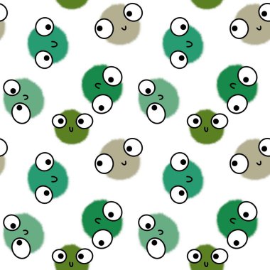 Çocukların pürüzsüz yuvarlak gözleri kumaşlar, tekstil ve çarşaflar ve ambalaj kağıtları için çizgi film desenleri.