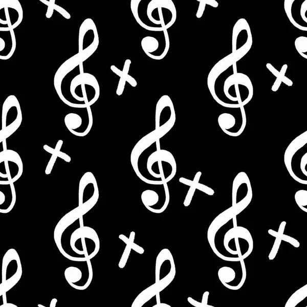Music seamless treble clef pattern for fabrics and textiles and packaging and linens and wrapping paper — Stock Photo, Image