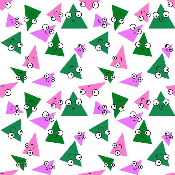 Cartoon seamless triangle with eyes pattern for fabrics and packaging and gifts and linens and kids and wrapping paper — Stock Photo, Image