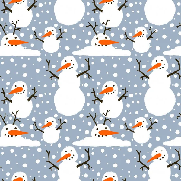 Invierno patrón de muñeco de nieve sin costuras para telas y textiles y embalaje y regalos y tarjetas y ropa de cama y niños —  Fotos de Stock
