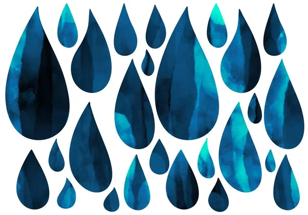 Set con gotas de lluvia de agua para niños y pegatinas y telas y pasatiempos y tarjetas y carteles y postales y revistas —  Fotos de Stock