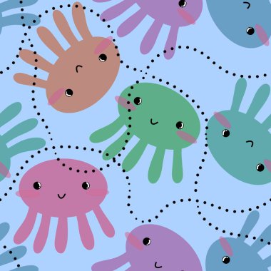 Kumaşlar, tekstil ve ambalajlar, çarşaflar, hediyeler, kartlar ve hobiler için kusursuz ahtapot deseni.