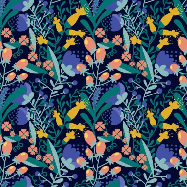 Kumaşlar, kartlar, çarşaflar, çocuklar ve ambalaj kağıtları için çiçeklerle basit, pürüzsüz desen.