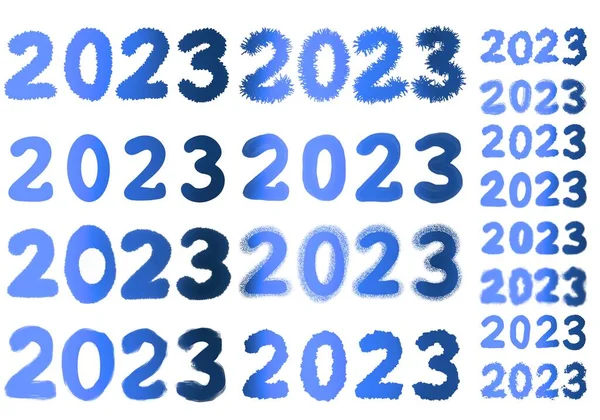 Zestaw z 2023 numerami na naklejki i karty i kartki na pocztówki i czasopisma i hobby oraz Nowy Rok — Zdjęcie stockowe
